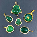 New Arrival Maitreya Buddha Jewelry Pendant Gold Stainless Steel Cubic Zirconia Diamond Green Jade Buddha Pendants for Men
