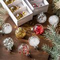 Ychon Nice Tree Hanging Balls Transparent Snowflake Glass Shinning Christmas Balls Glittering Small Baubles Box Set