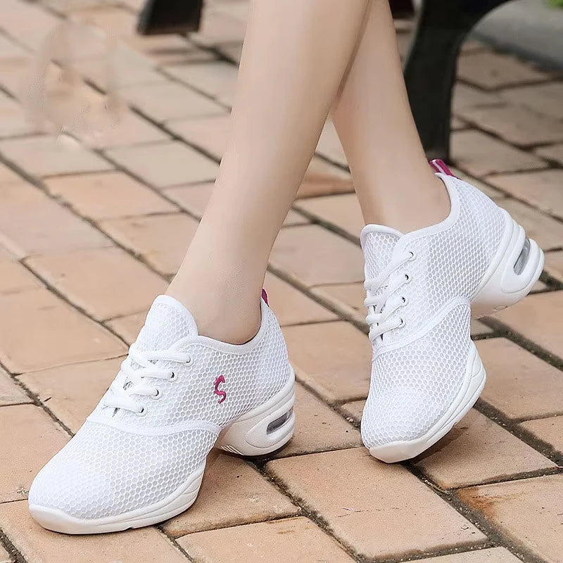 Factory Wholesale Jazz Shoes Ladies Mesh Square Dance Shoes Women's Mesh Breathable Sports Dance Shoes MegaBDM