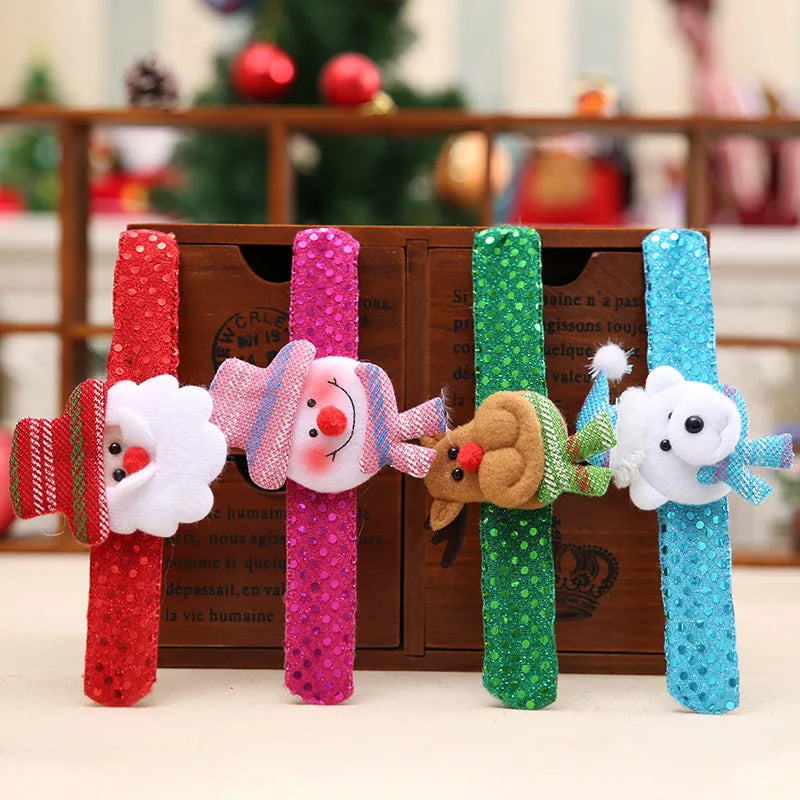 Factory Direct Sales Christmas Slap Bracelet Sequins Pat Circle Christmas Wrist Decoration