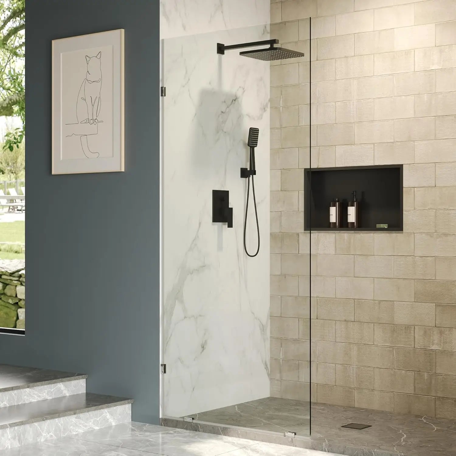 36"*78" Fixed Glass Shower Door Durable And Stable 10mm Thick Panel Frameless  Bathroom Screen