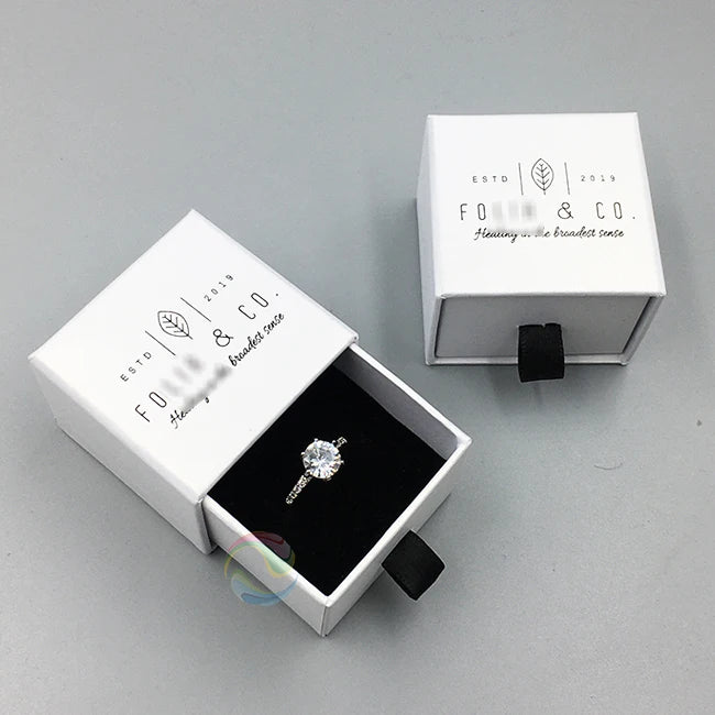 Luxury Custom Logo Cardboard Paper Small Wedding Ring Box Rectangle Shape Wholesale Packaging Carton Packed