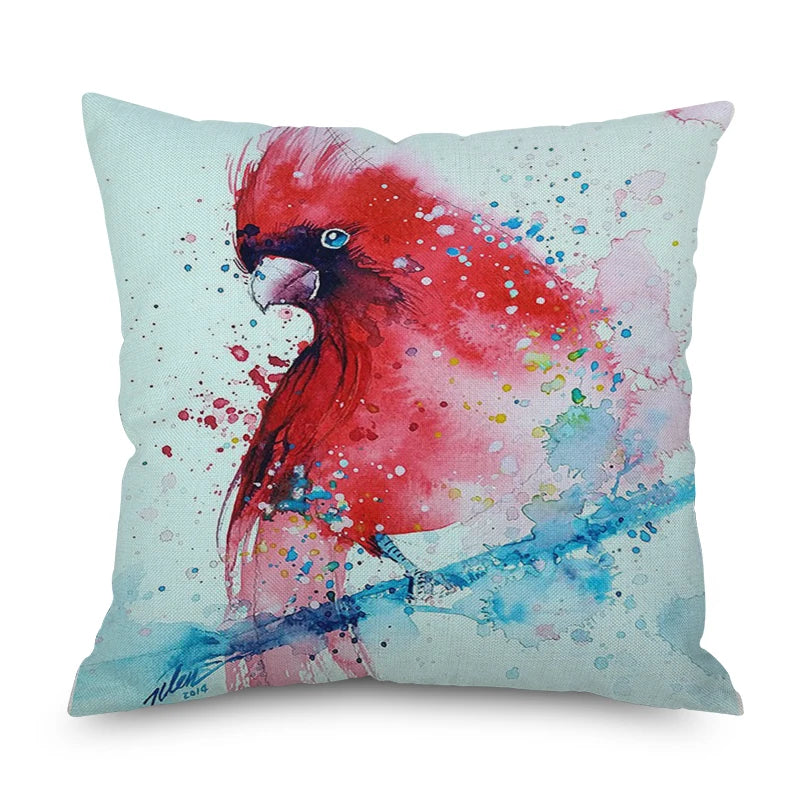 Nordic Simple Cushions Cover Bird Home Decorative Linen Geometric Pillow Covers 45x45cm