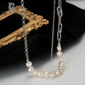 ICEBELA Jewelry 925 Sterling Silver Double Layer Women's White Gold Baroque Natural Pearl Necklace