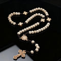 Wood Handcrafted Catholic Rosary Gift Religious Prayer Beads Wooden Beads Cross Pendant Necklace Religious Jewelry