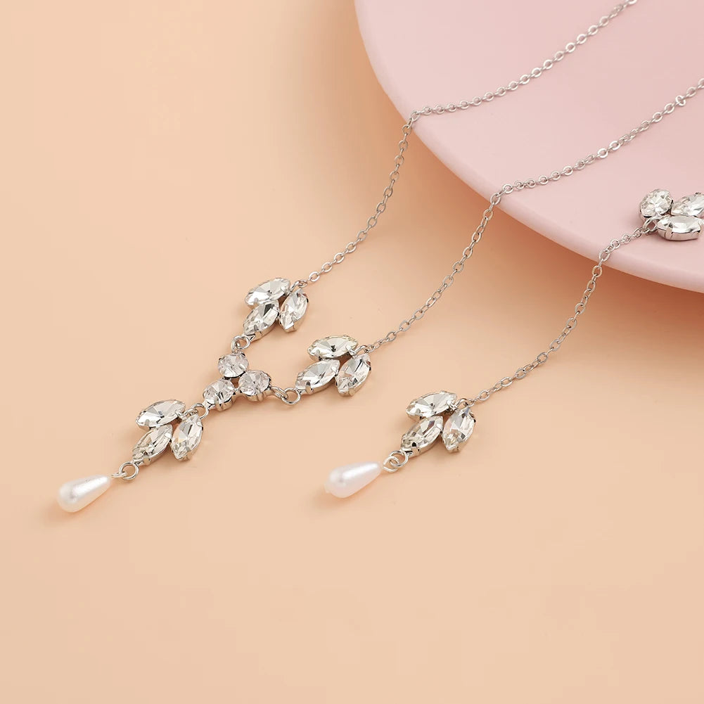 Crystal Back Chain Dress Accessories Wedding Design Bridal Long Necklace for Women