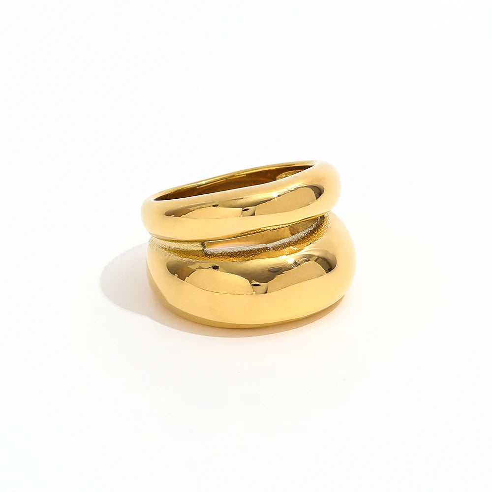 Fenny 18K Gold Plated No Fade Fashion Abstract Irregular Double Strip Symmetrical Stainless Steel Wholesale Jewelry Form Women