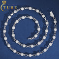 Hot Sale Style Rapper's Necklace White Gold 6mm 925 Sterling Silver VVS Moissanite Diamond Iced Out Bead Link Chain