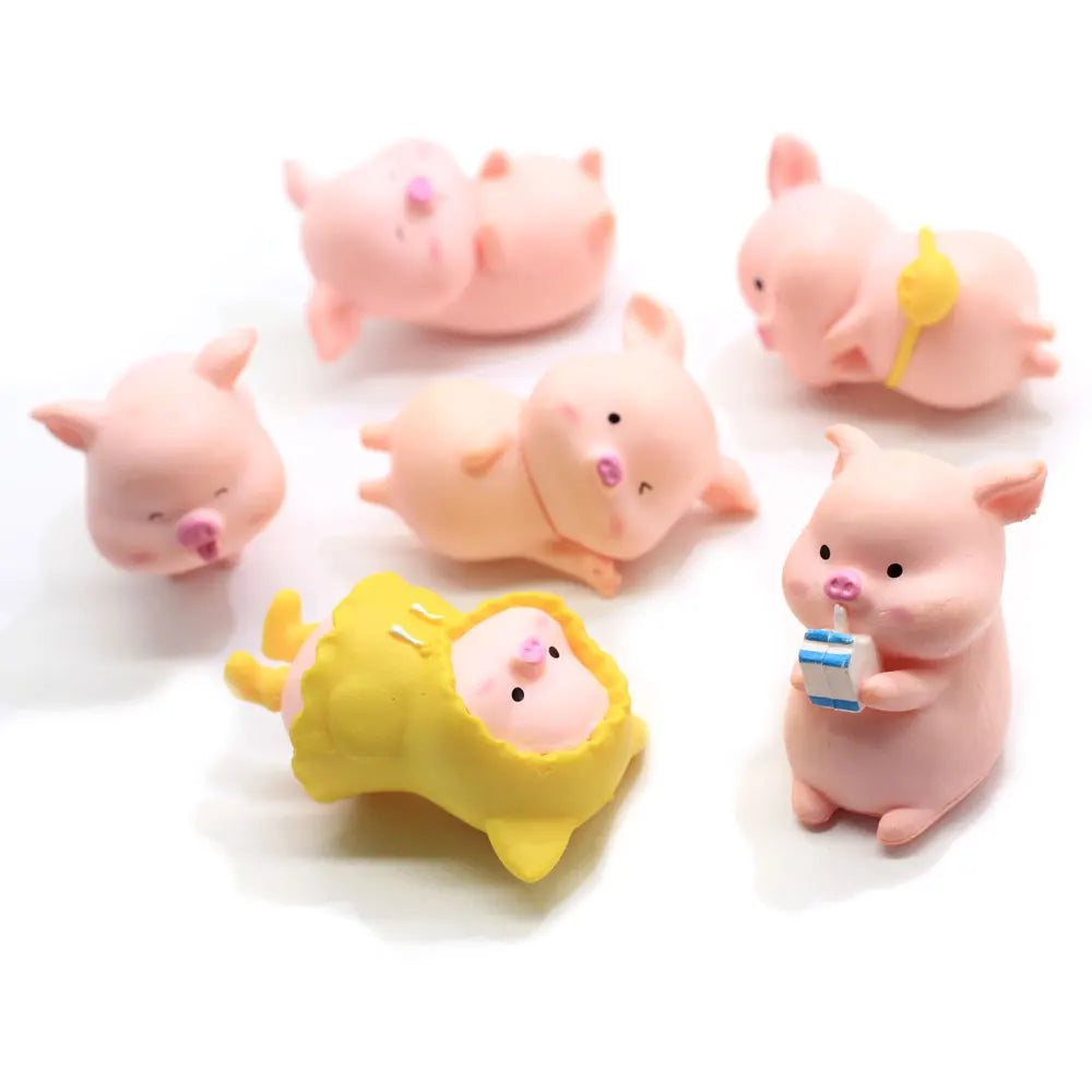 Home Decor Mini Cute Pig Figurine Animal Model Resin Craft Moss Micro Landscape Miniature Fairy Garden Decoration Accessories