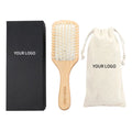 Ionic Ladies Fluffy Hair Styling Comb Square Plate Black White Leather Bamboo Airbag With Meridian Massage Nylon Brush Material