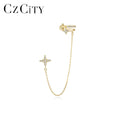 CZCITY Earring Loop Silver Sterling 925 Trend 2026 Ear Wrap Chain Crawler Hook Gold Chain Infinity Earring Set