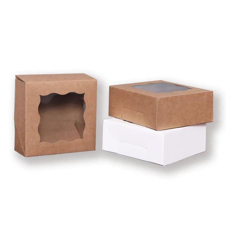 Wholesale Custom Logo Printed Eco Friendly Pastry Sweet Food Packaging White Brown Kraft Paper Bakery Box