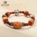 JD GEMS Chinese Classical Style Natural Gemstone Bead Jewelry Bangle Multicolor Lucky Bracelet Unisex Anniversary