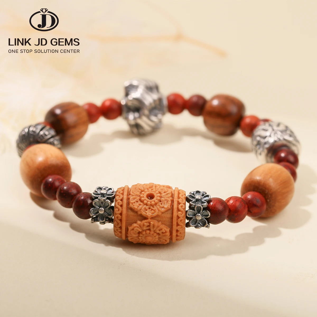 JD GEMS Chinese Classical Style Natural Gemstone Bead Jewelry Bangle Multicolor Lucky Bracelet Unisex Anniversary