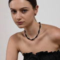 925 Silver Gradient Pearl Black Onyx Necklace  Bracelet Set for Women Versatile High-end and Unique Round Bead Jewelry Set