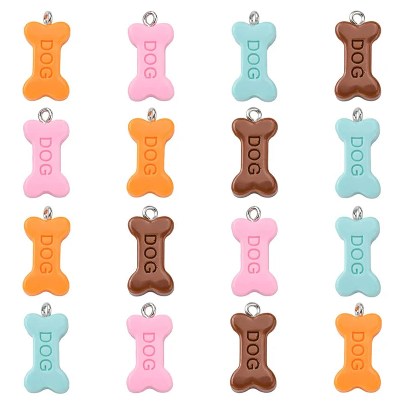 Wholesale Resin Imitated Chocolate Charms Bone Word DOG Charm for Keychain Jewelry Making DIY Craft18*10mm
