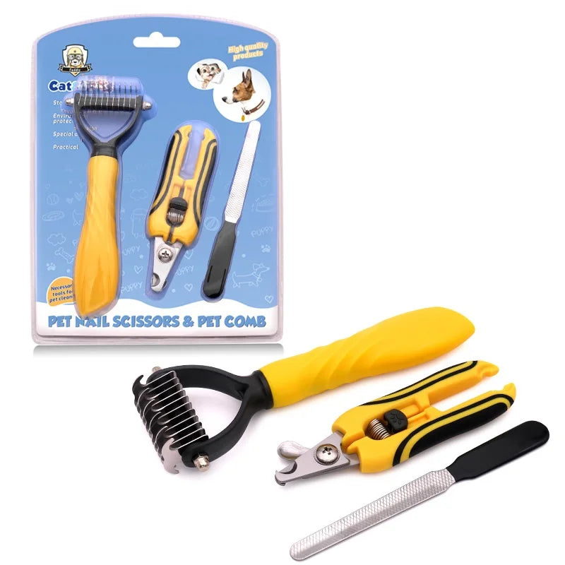 3 Pcs Professional Dog Nail Clippers - TPR Non-Slip Handle & Pet Nail Trimmer Kit with Pet File (In Stock)
