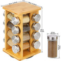 16-Rotation Spice Bottle Bamboo Countertop Rack Home Kitchen Storage Organizer Shelf with rotating Spice Rack Holder