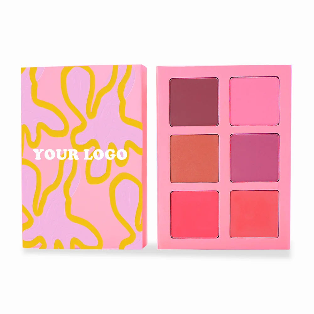 Custom Logo Private Label Vegan Bronzer Pink Eyehsadow Make up Highlighter Contour Powder Blush Palette