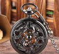 Hollow Manual Watches Key Chain Retro Crane Roman Mechanical Pocket Watches