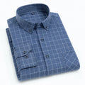 Wholesale  Men's Long Sleeve Brushed Oxford Striped Plaid Shirt