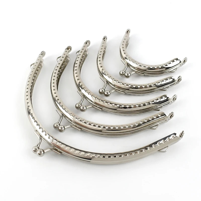 Meetee BS151 Multi-size 6.5cm~15.5cm Silver Glossy Semicircle Mini Alloy Wallet Frame DIY Bag Accessories