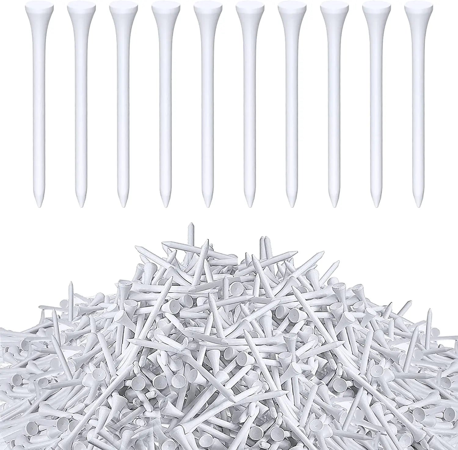 Professional Deluxe 70mm 2-3/4 Inch White Wooden Golf Tee