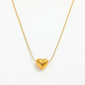 Fenny 18K Gold Plated Waterproof&Tarnish Free Sweety Romantic Solid Love Heart Pendant Stainless Steel Necklace for Women