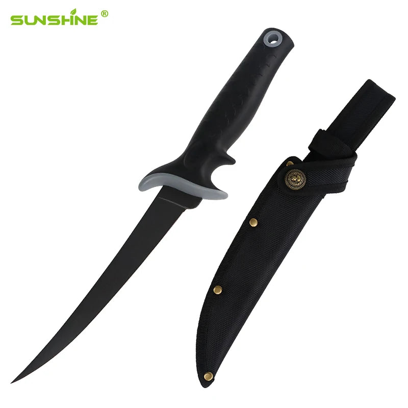 SUNSHINE 5CR15 Stainless Steel Fixed Blade Fish Pocket Slicing Fillet Knife PP Handle Type Outdoor Camping Knives for Fishing