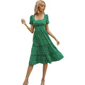 Puff Sleeve Summer Beach Sweet Casual Square Collar Dress