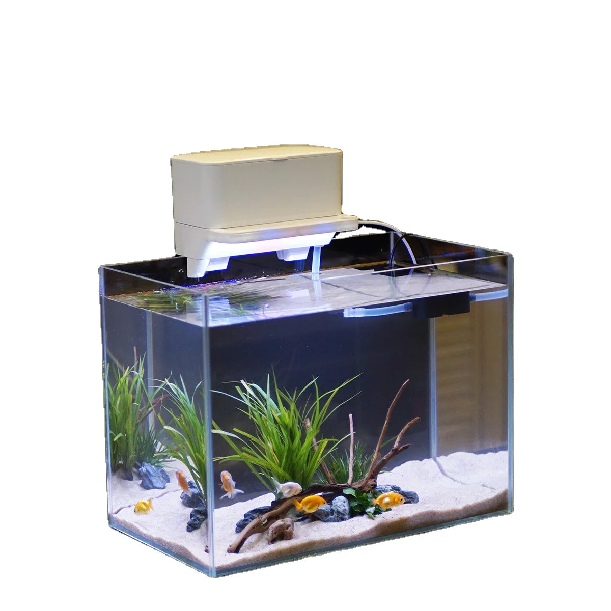 Polebing Quiet LED Lighting Aquarium Power Filter with 3W Water Pump Plastic Filtration for Fish & Turtle Tanks
