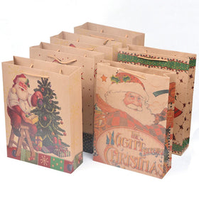 New Design Custom Different Patterns Colorful Christmas Brown Paper Gift Bags