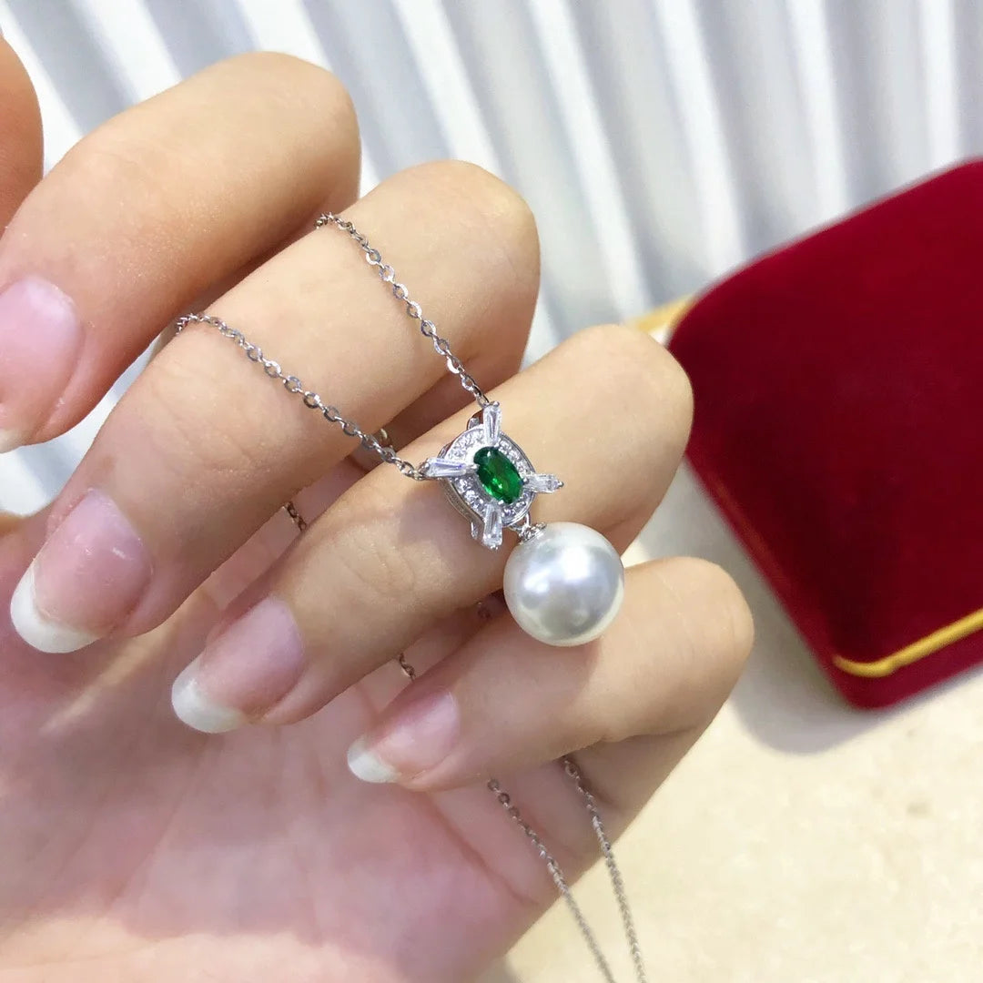 P1554 10-11mm DIY Natural  Freshwater Pearl Charm Pendant Necklace Accessory 925 Sterling Silver Jewelry for Women Without Chain
