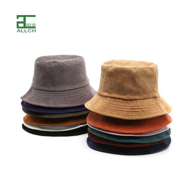 ALLCH Flat Top Wide Brim Summer Cap Solid Color Corduroy Bucket Hat for Men and Women for Outdoor Fishing Leisure