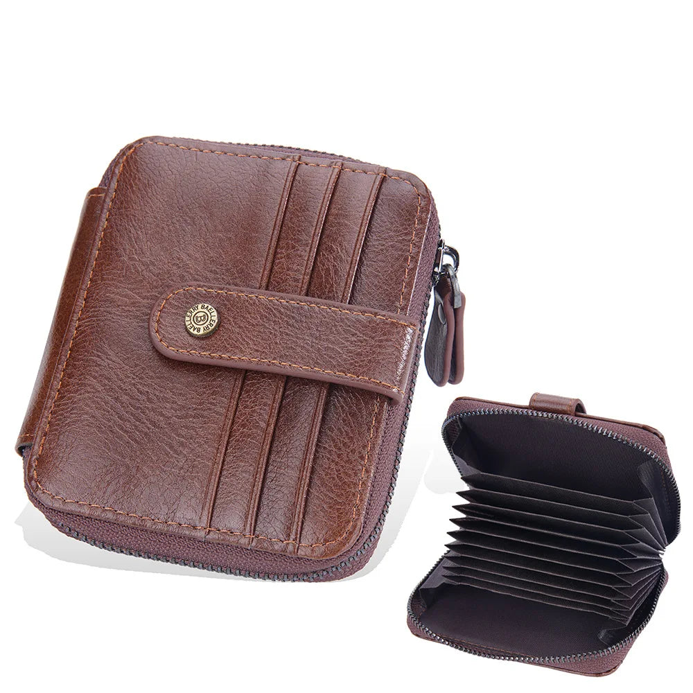 2023 New Style PU Leather Short Organ Style Zipper Card Holder Wallet for MenMale Bank Credit ID Card Case Purse
