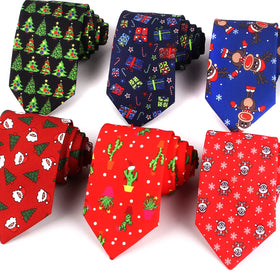 2023 New Style Large Christmas Ties for Men Red Green Handmade Printing Ties for Christmas Gifts