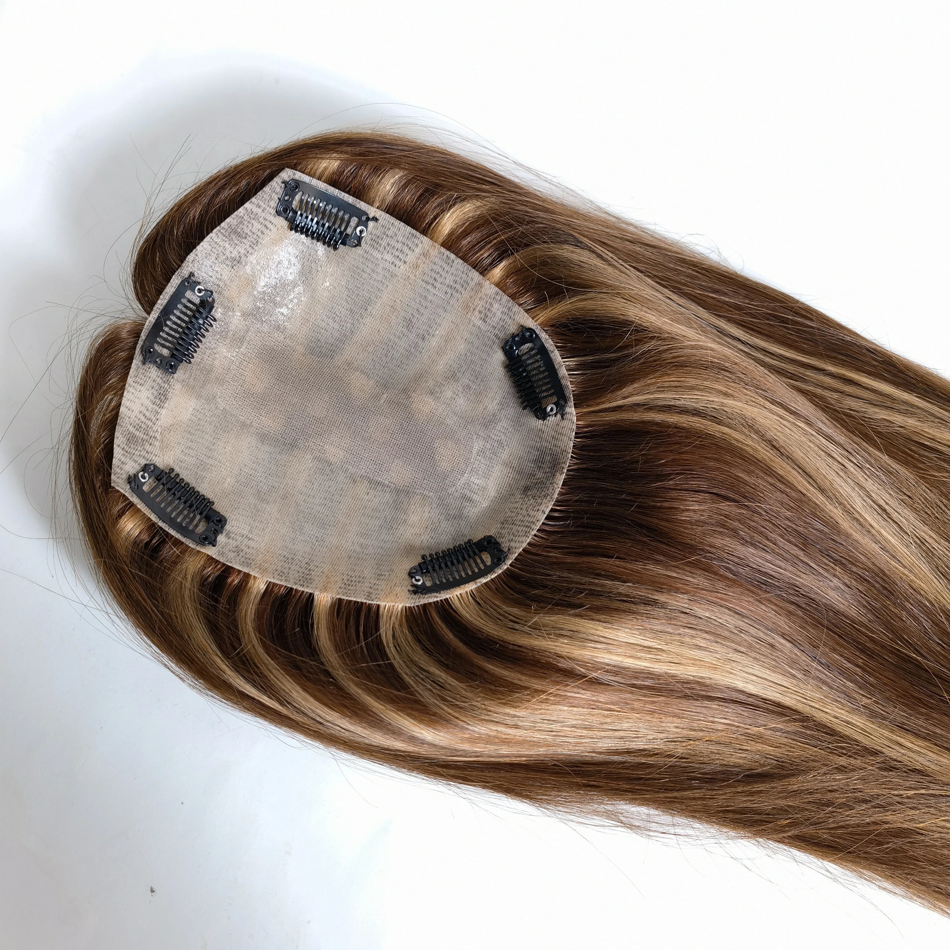 Handmade Ready Ship Silk Top Base PU Color 1B 2 4 6 60 4 Highlight 27 Black Brown Blonde Human Hair Wiglet Piece Women Topper