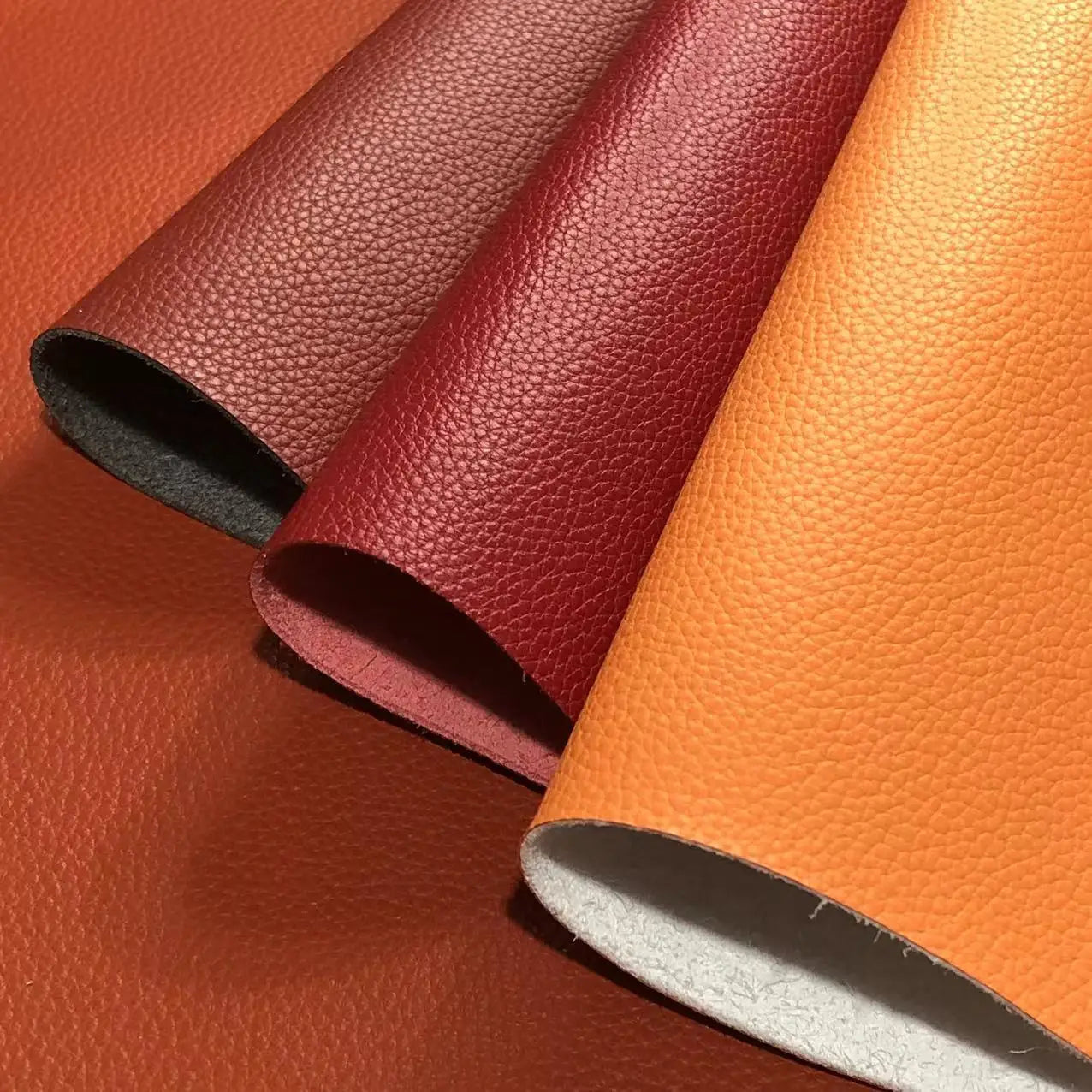 0.8mm Rolls Small Litchi Grain Lychee Embossed for Sofa Car Seat Shoe Furniture Handbags Synthetic Leather Microfiber Upholstery