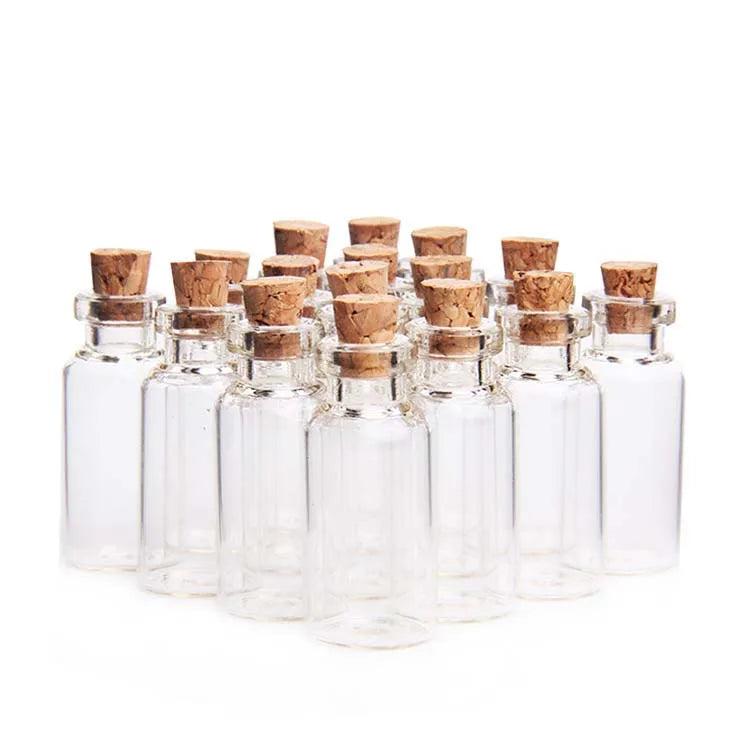 2023 Wholesale Mini Small Glass Cosmetic Vial Container Bottle with Cork Stoppers for Labeling Manufacture 100pcs Minimum Order