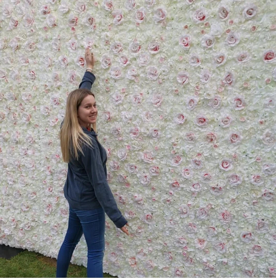 J1243 Customized Artificial Silk Flower Wall Backdrop for Wedding Decor