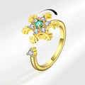 Fashion Rotatable Snowflake Fidget Anxiety Ring For Women Girls Anti Stress Jewelry Rotating Windmill Opening Ring