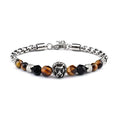Sliced Tiger Eye Stone Stainless Lion Beaded Natural Stone Bracelet ST227