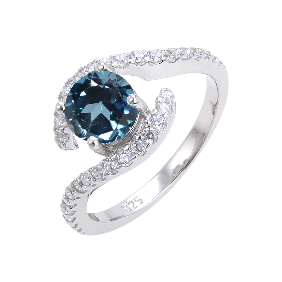 Abiding Rings Wedding 925 Sterling Silver Minimalist Rings Fashion Jewellery Natural London Blue Topaz Marriage Pretty Rings
