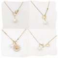 Natural Pearl Zirconia Gold-Plated Double Heart Pendant Necklace with Stainless Steel Chain Simple Women's Jewelry for Gifts
