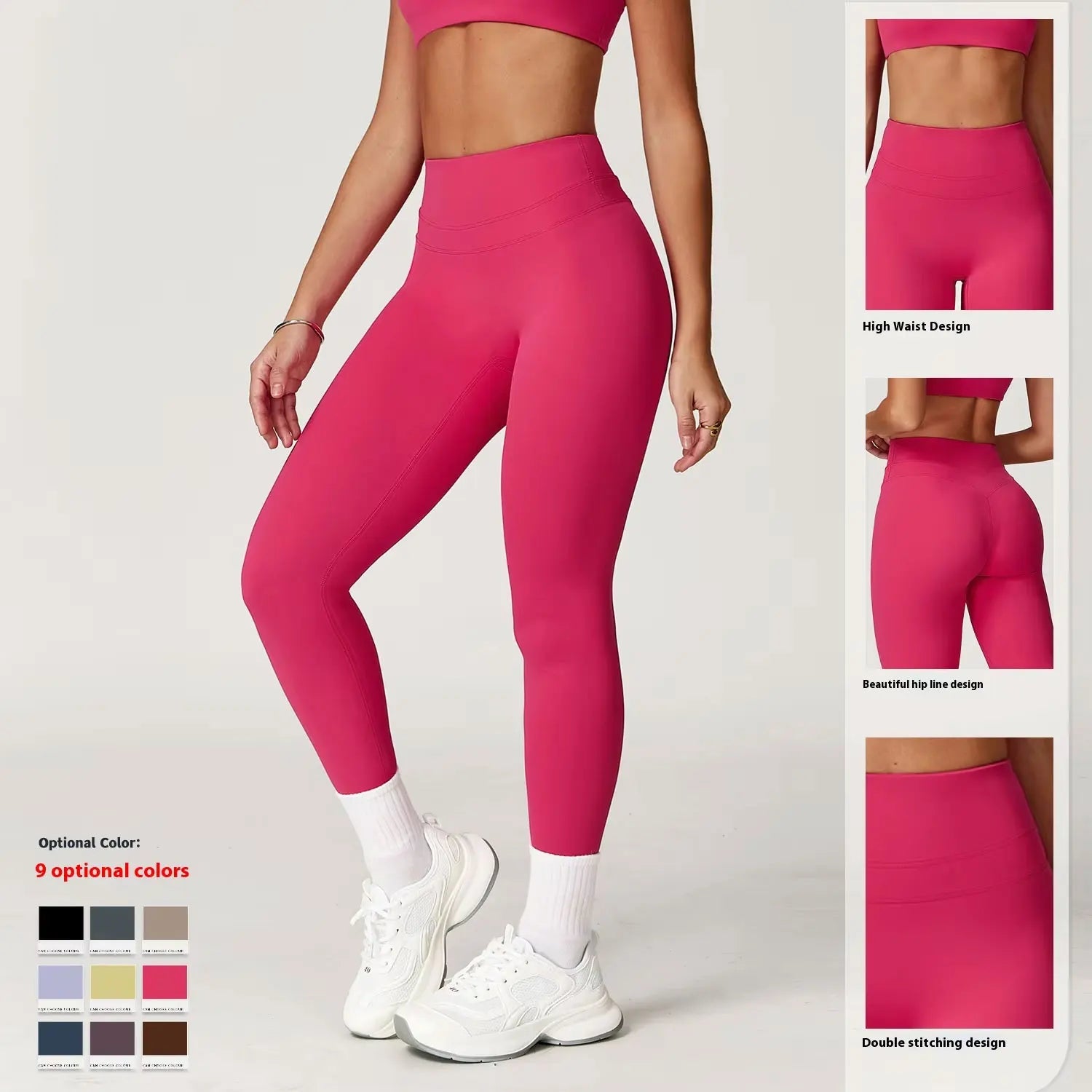 High Waist Yoga Pants Elastic Waist Belly-Tucking Hip-Lifting Fitness Design Outdoor Running Sports Outer Wear 8863