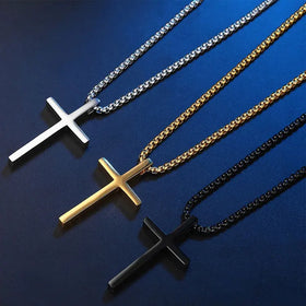 Europe America Christian Religious Necklace Gifts High Polished Engravable Blank Stainless Steel Cross Pendant Necklace for Men
