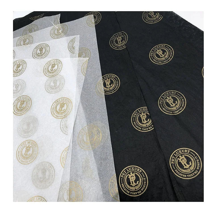 Free Design Your Personalized Gold Print logo Packaging Gift 17/22gsm Wrapping Tissue Paper for Gift Packaging