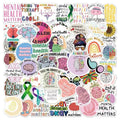 Vi- 50pcs Die Cut Vinyl Waterproof Mental Health Decorative Random Sticker Pack for Kids Laptop Luggage Bike Guitar