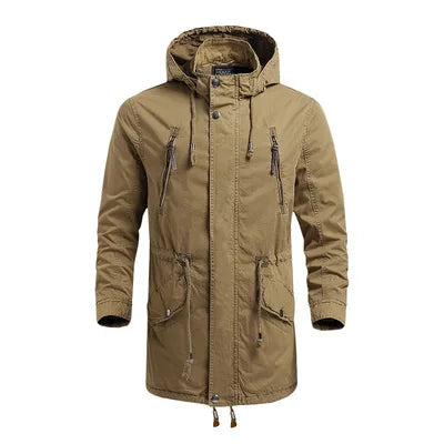 Daily Loose Thin Long Workwear Jacket Outdoor Sports Windbreaker Cotton Men's Coat