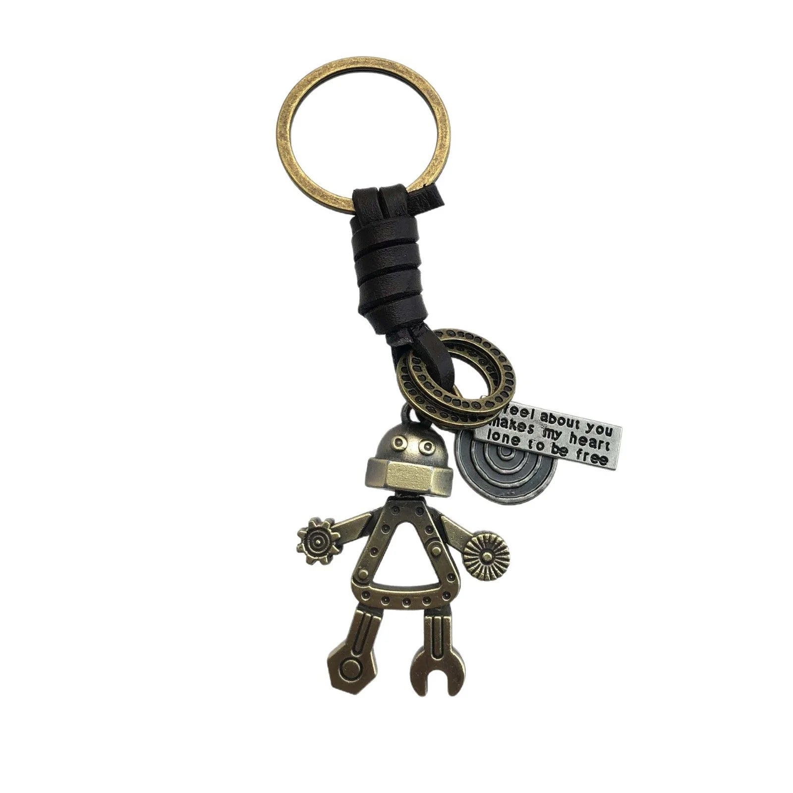 Birthday Party Favor Joints Robot Keychain Metal Leather Keyrings Charm Pendant Wedding Christmas Present for Dad Boyfriend Son